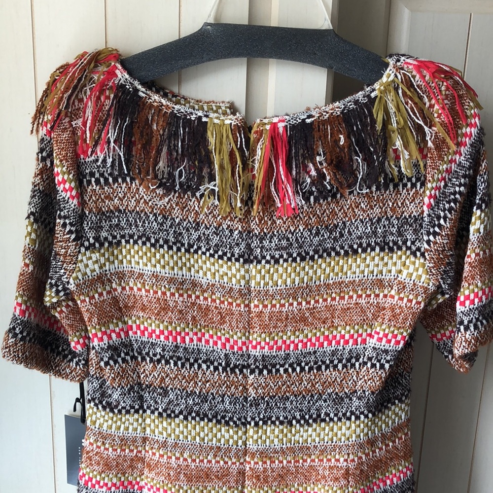 NWT • WORTH NEW YORK $598 Fringed Blanket Stripe Dress - Picture 14 of 16